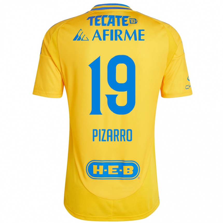 Niño Fútbol Camiseta Guido Pizarro #19 Oro Amarillo 1ª Equipación 2024/25 Argentina