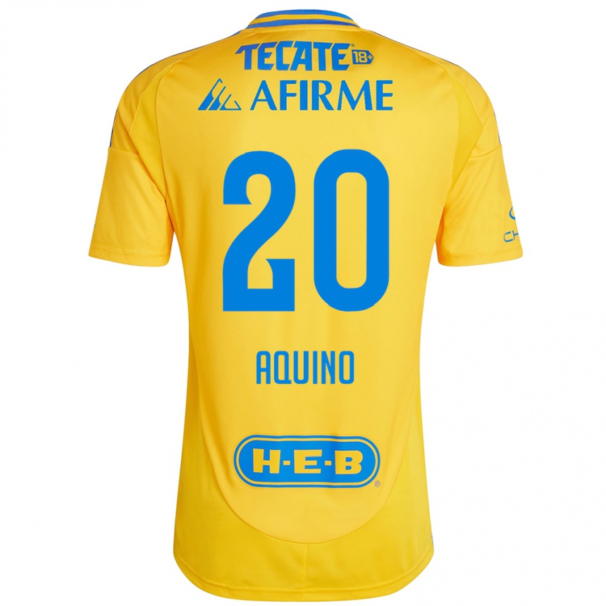 Niño Fútbol Camiseta Javier Aquino #20 Oro Amarillo 1ª Equipación 2024/25 Argentina