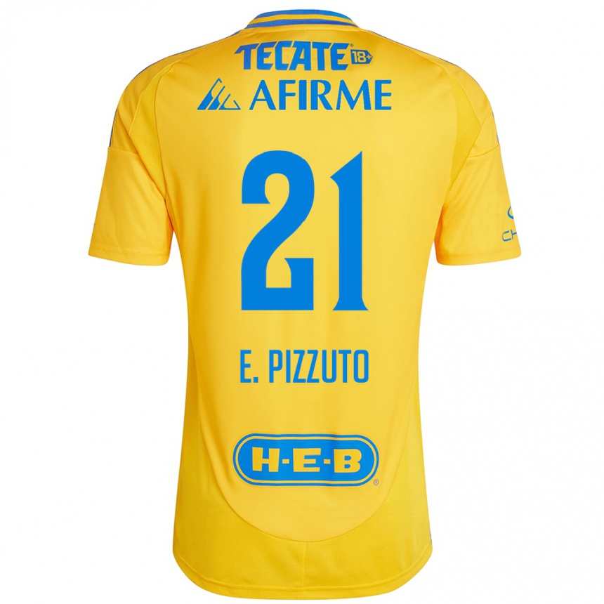 Niño Fútbol Camiseta Eugenio Pizzuto #21 Oro Amarillo 1ª Equipación 2024/25 Argentina