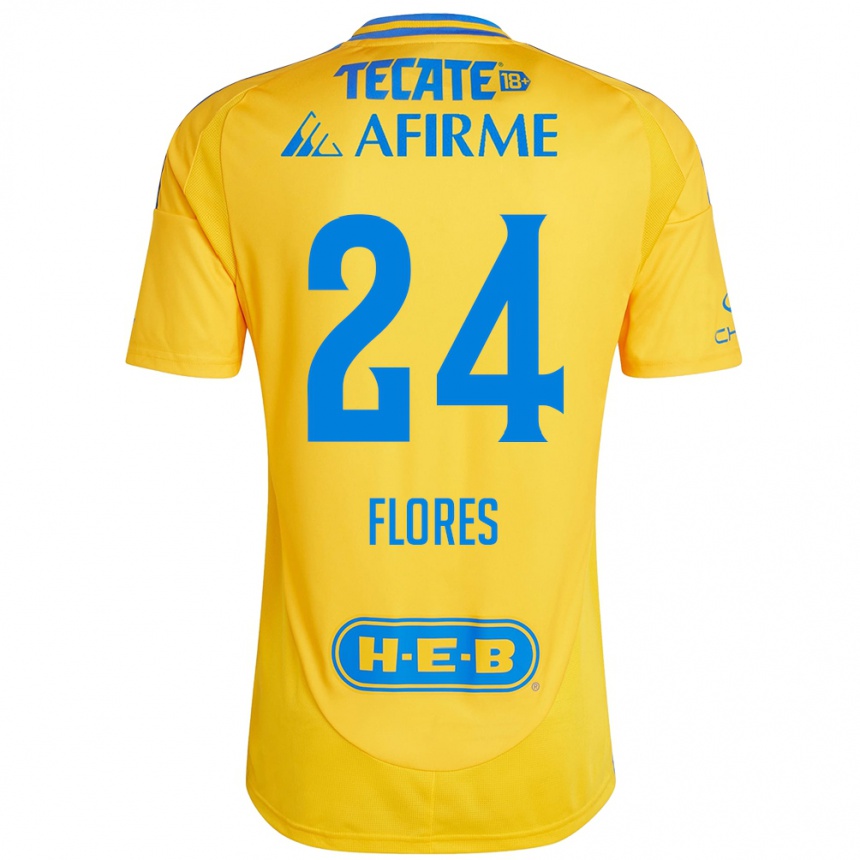 Niño Fútbol Camiseta Marcelo Flores #24 Oro Amarillo 1ª Equipación 2024/25 Argentina