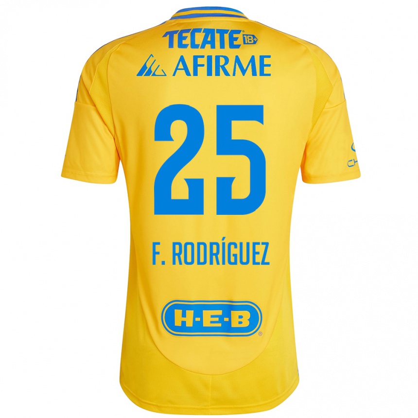 Niño Fútbol Camiseta Felipe Rodríguez #25 Oro Amarillo 1ª Equipación 2024/25 Argentina