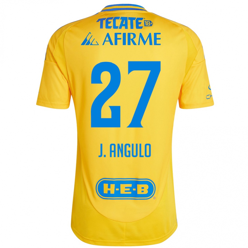 Niño Fútbol Camiseta Jesús Angulo #27 Oro Amarillo 1ª Equipación 2024/25 Argentina