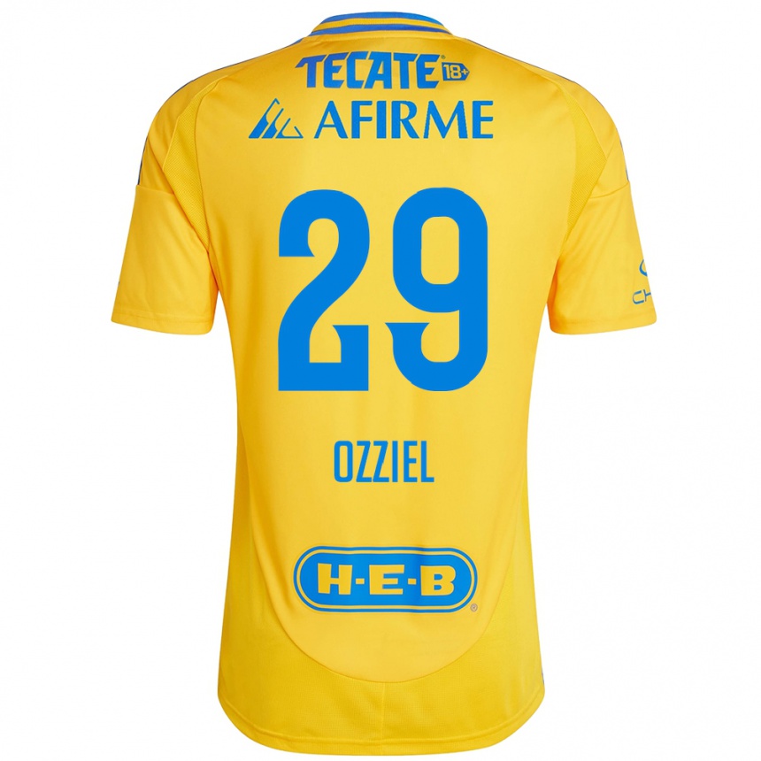 Niño Fútbol Camiseta Ozziel Herrera #29 Oro Amarillo 1ª Equipación 2024/25 Argentina