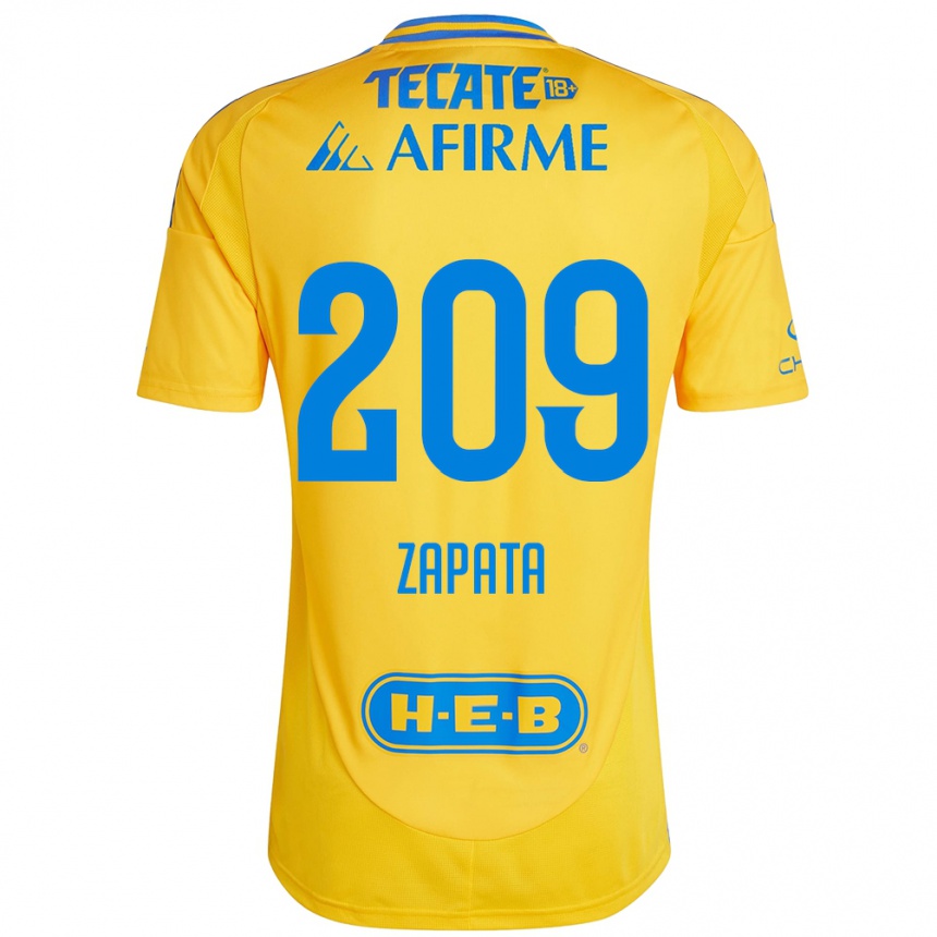 Niño Fútbol Camiseta Jorge Zapata #209 Oro Amarillo 1ª Equipación 2024/25 Argentina