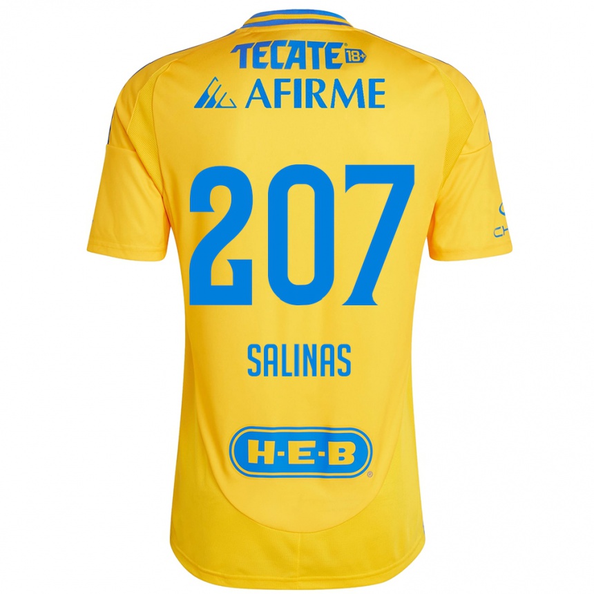 Niño Fútbol Camiseta Marcelo Salinas #207 Oro Amarillo 1ª Equipación 2024/25 Argentina