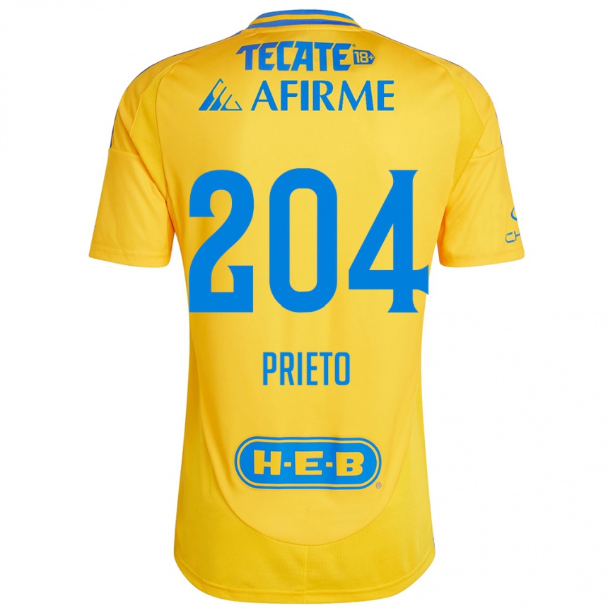 Niño Fútbol Camiseta Leonel Prieto #204 Oro Amarillo 1ª Equipación 2024/25 Argentina