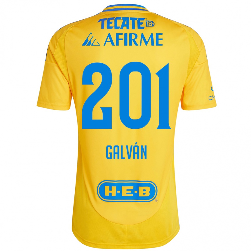 Niño Fútbol Camiseta Isac Galván #201 Oro Amarillo 1ª Equipación 2024/25 Argentina