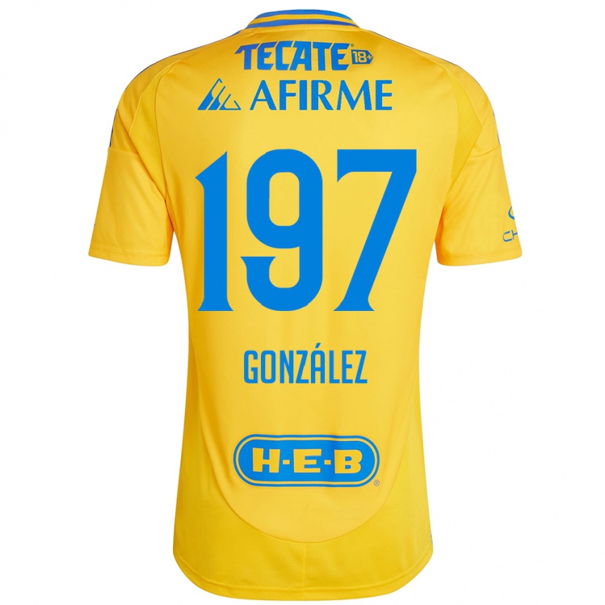 Niño Fútbol Camiseta Germán González #197 Oro Amarillo 1ª Equipación 2024/25 Argentina