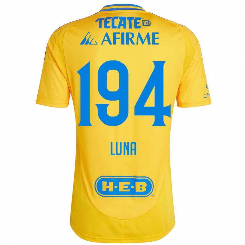 Niño Fútbol Camiseta Juan Luna #194 Oro Amarillo 1ª Equipación 2024/25 Argentina