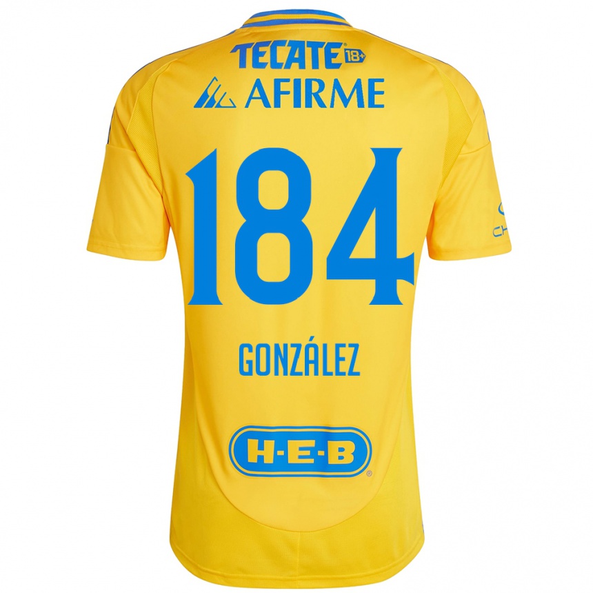 Niño Fútbol Camiseta Erick González #184 Oro Amarillo 1ª Equipación 2024/25 Argentina