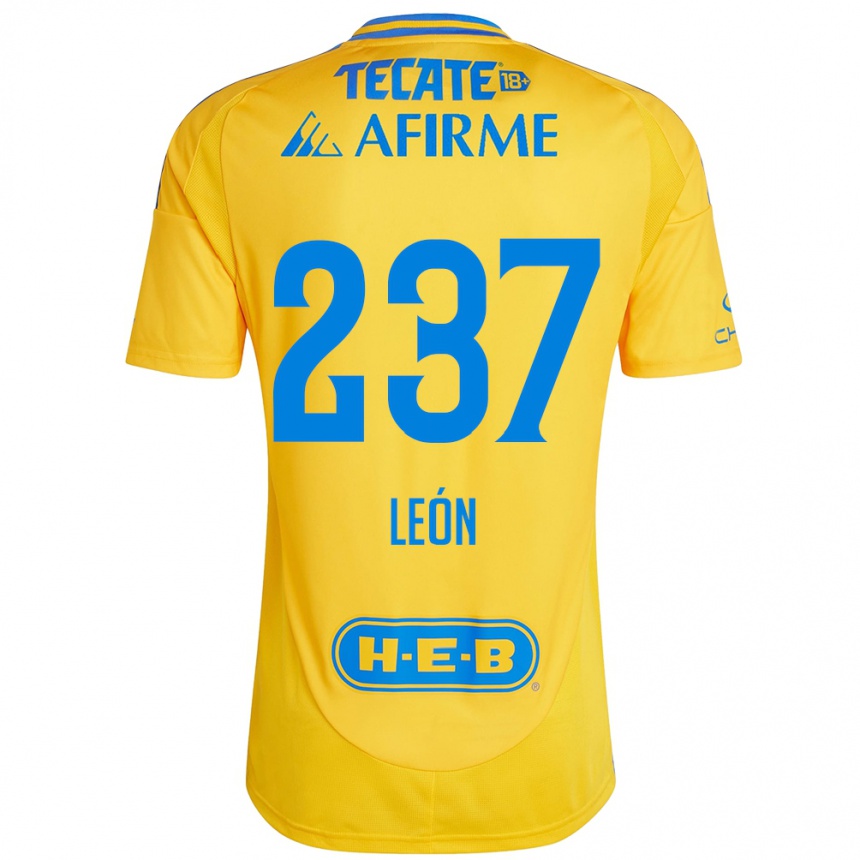 Niño Fútbol Camiseta Gabriel León #237 Oro Amarillo 1ª Equipación 2024/25 Argentina