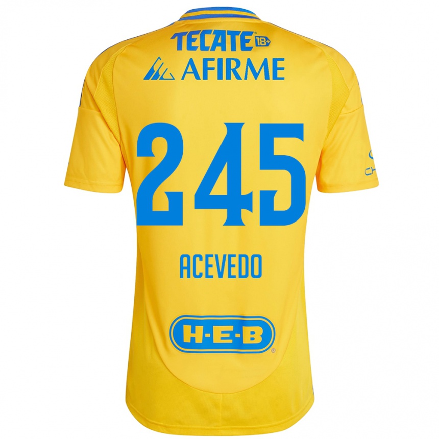 Niño Fútbol Camiseta Kevin Acevedo #245 Oro Amarillo 1ª Equipación 2024/25 Argentina