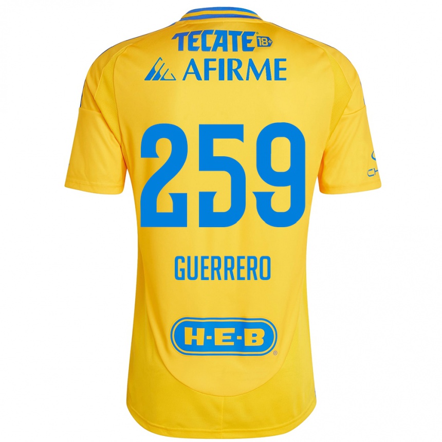 Niño Fútbol Camiseta Erick Guerrero #259 Oro Amarillo 1ª Equipación 2024/25 Argentina