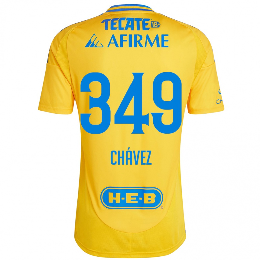 Niño Fútbol Camiseta Jorge Chávez #349 Oro Amarillo 1ª Equipación 2024/25 Argentina