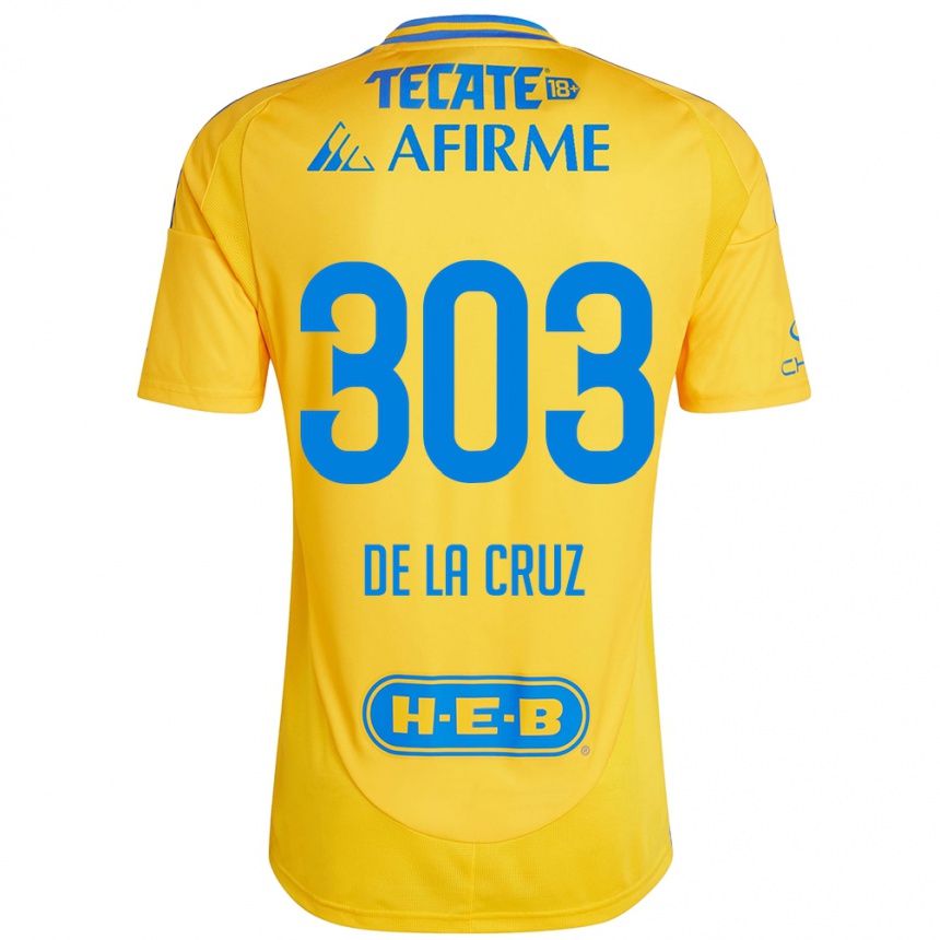 Niño Fútbol Camiseta Erick De La Cruz #303 Oro Amarillo 1ª Equipación 2024/25 Argentina