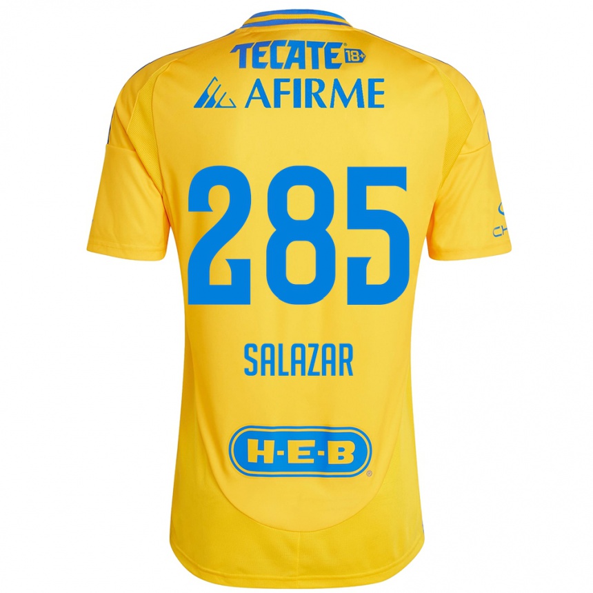 Niño Fútbol Camiseta Bryan Salazar #285 Oro Amarillo 1ª Equipación 2024/25 Argentina