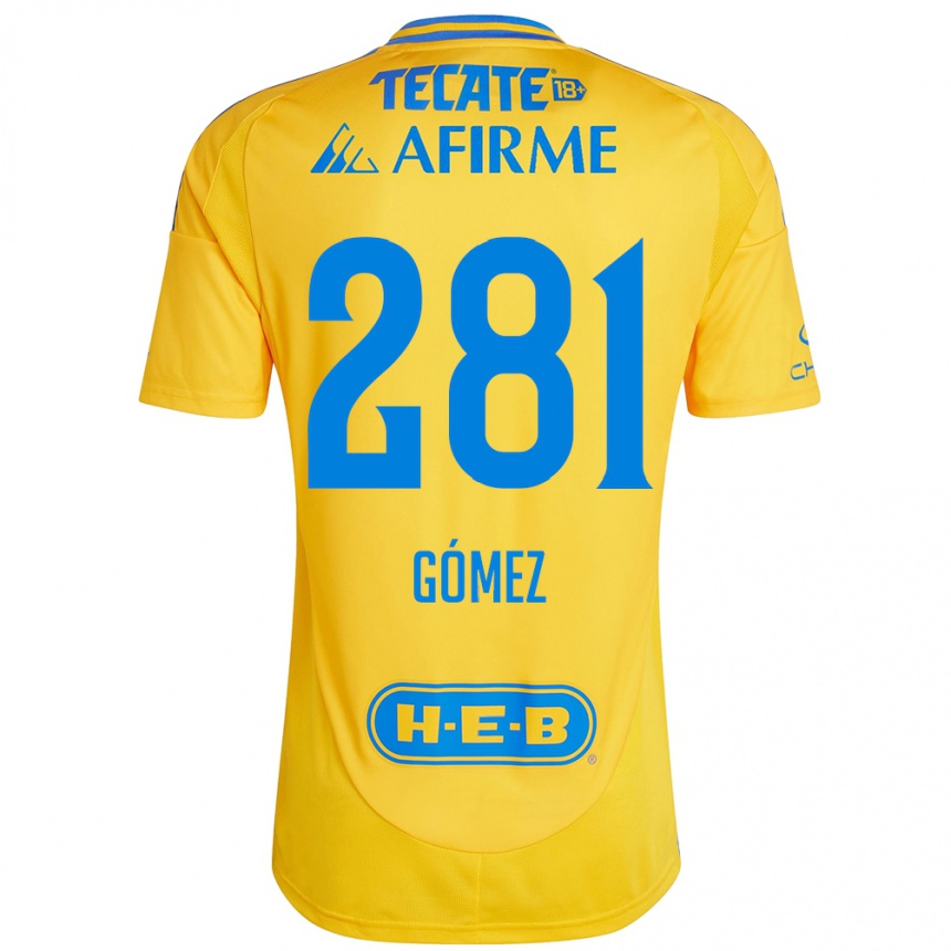 Niño Fútbol Camiseta Luis Gómez #281 Oro Amarillo 1ª Equipación 2024/25 Argentina