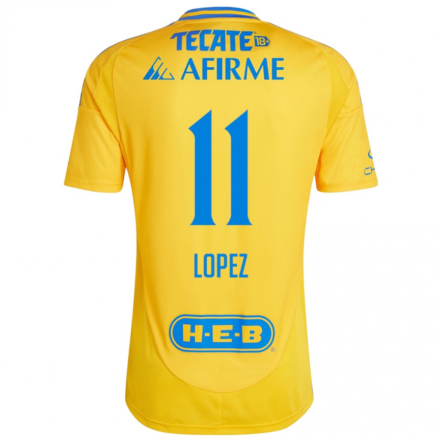 Niño Fútbol Camiseta Nicolas Lopez #11 Oro Amarillo 1ª Equipación 2024/25 Argentina