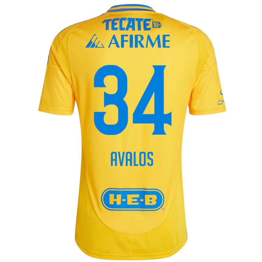 Niño Fútbol Camiseta Erick Avalos #34 Oro Amarillo 1ª Equipación 2024/25 Argentina