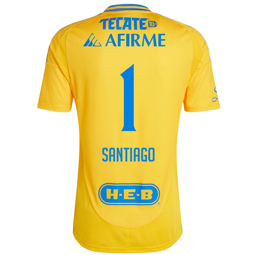 Niño Fútbol Camiseta Cecilia Santiago #1 Oro Amarillo 1ª Equipación 2024/25 Argentina