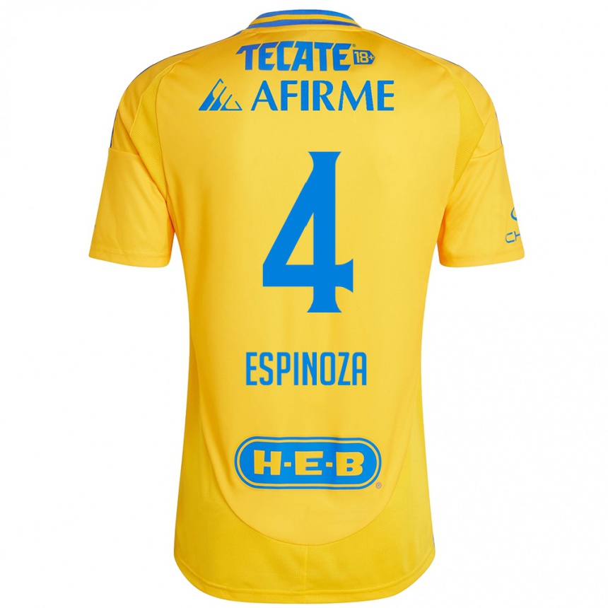 Niño Fútbol Camiseta Greta Espinoza #4 Oro Amarillo 1ª Equipación 2024/25 Argentina