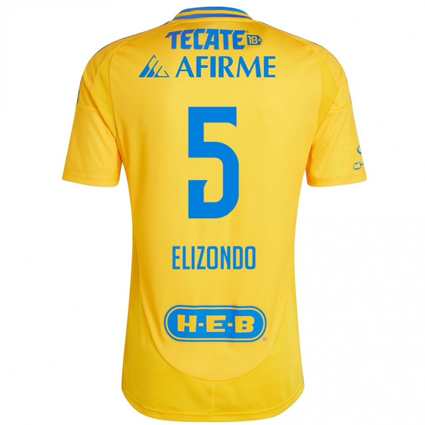 Niño Fútbol Camiseta Fernanda Elizondo #5 Oro Amarillo 1ª Equipación 2024/25 Argentina