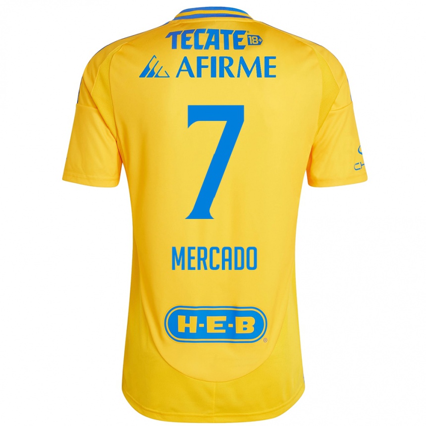 Niño Fútbol Camiseta Liliana Mercado #7 Oro Amarillo 1ª Equipación 2024/25 Argentina