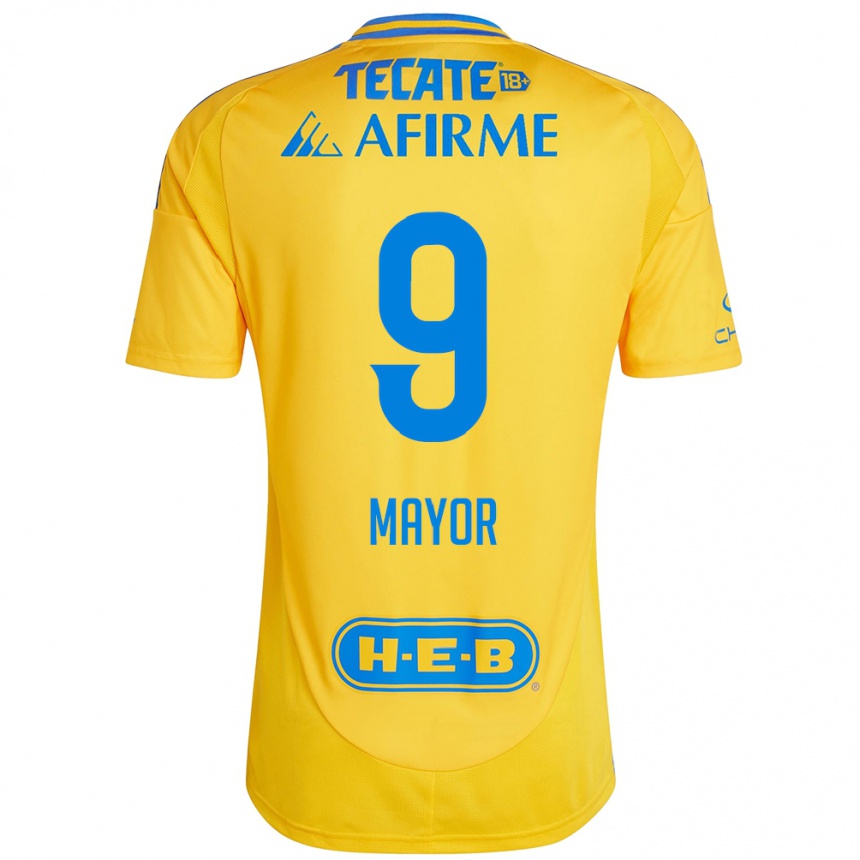 Niño Fútbol Camiseta Stephany Mayor #9 Oro Amarillo 1ª Equipación 2024/25 Argentina