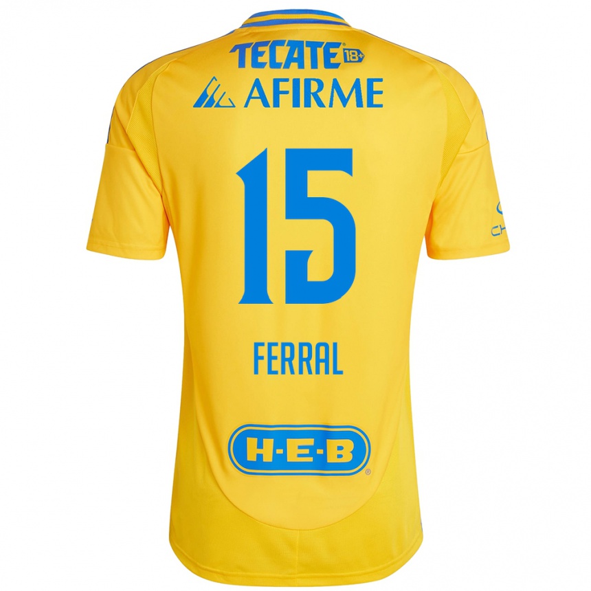 Niño Fútbol Camiseta Cristina Ferral #15 Oro Amarillo 1ª Equipación 2024/25 Argentina