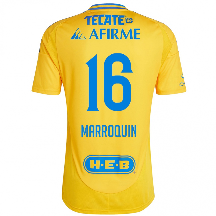 Niño Fútbol Camiseta Ammanda Marroquin #16 Oro Amarillo 1ª Equipación 2024/25 Argentina