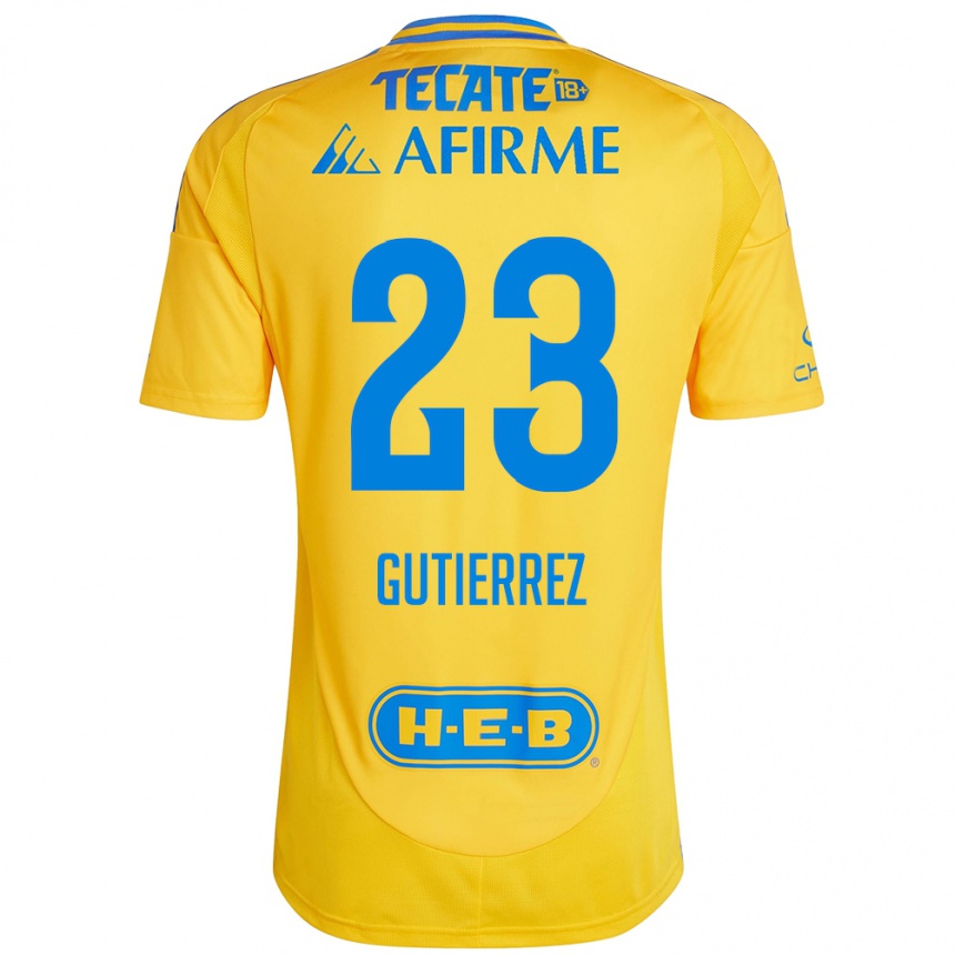 Niño Fútbol Camiseta Jana Gutierrez #23 Oro Amarillo 1ª Equipación 2024/25 Argentina