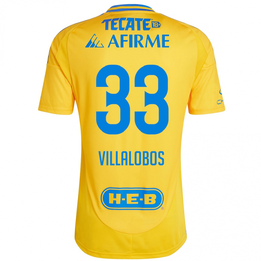 Niño Fútbol Camiseta Vania Villalobos #33 Oro Amarillo 1ª Equipación 2024/25 Argentina