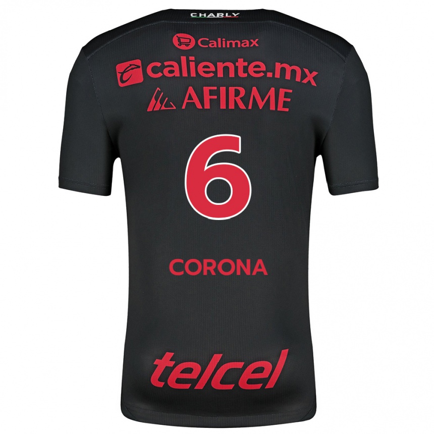 Niño Fútbol Camiseta Joe Corona #6 Negro Rojo 1ª Equipación 2024/25 Argentina