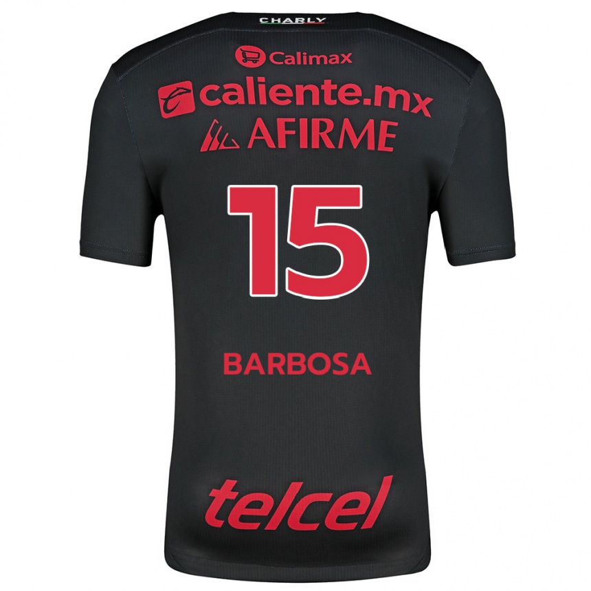 Niño Fútbol Camiseta Diego Barbosa #15 Negro Rojo 1ª Equipación 2024/25 Argentina