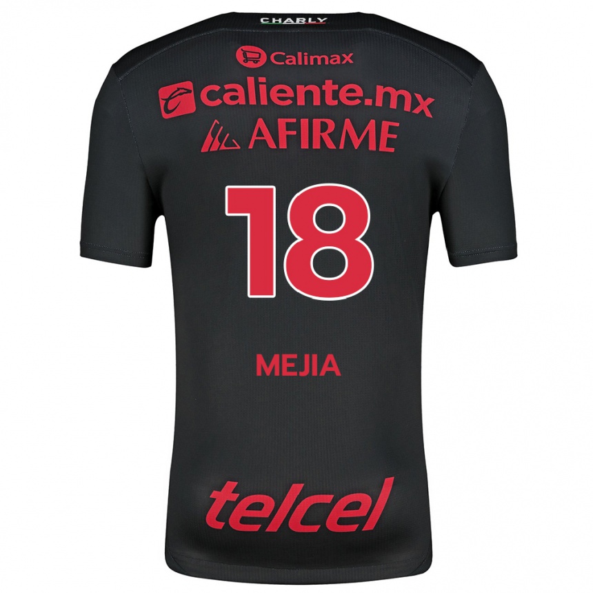 Niño Fútbol Camiseta Aarón Mejía #18 Negro Rojo 1ª Equipación 2024/25 Argentina