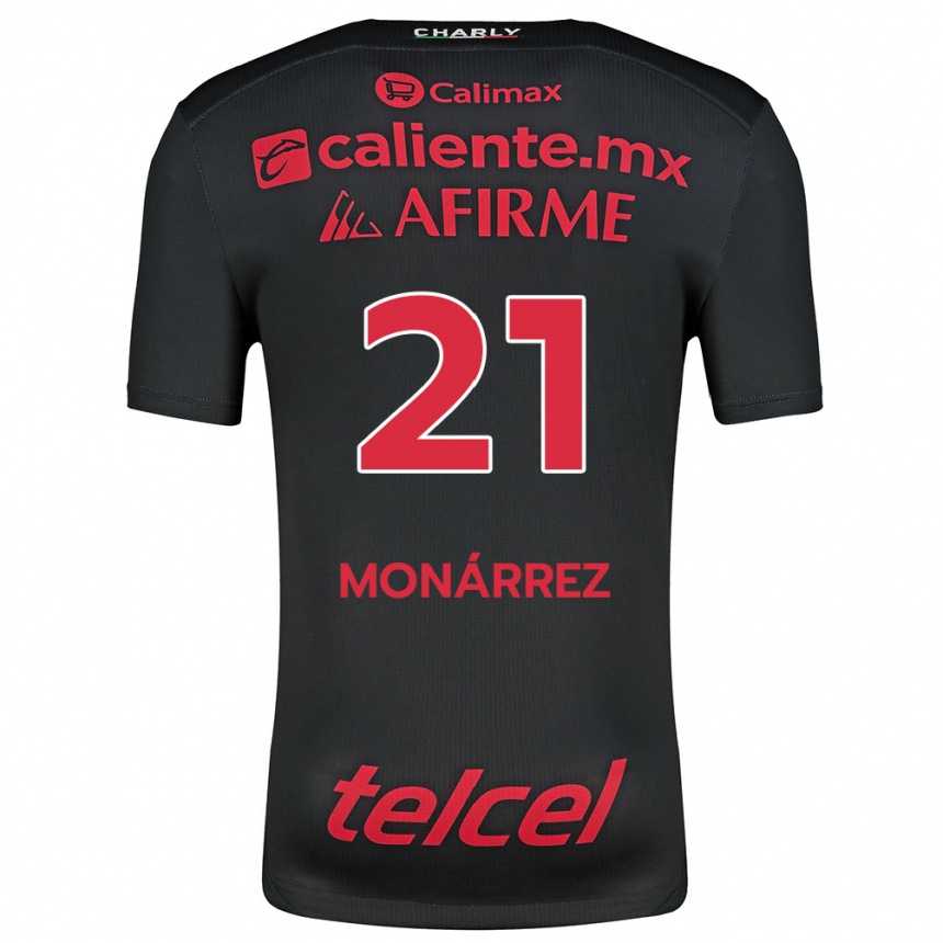 Niño Fútbol Camiseta Fernando Monárrez #21 Negro Rojo 1ª Equipación 2024/25 Argentina