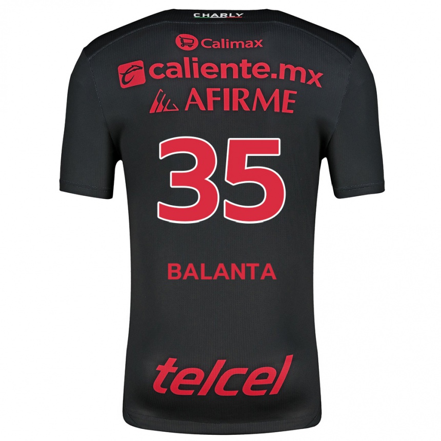 Niño Fútbol Camiseta Kevin Balanta #35 Negro Rojo 1ª Equipación 2024/25 Argentina