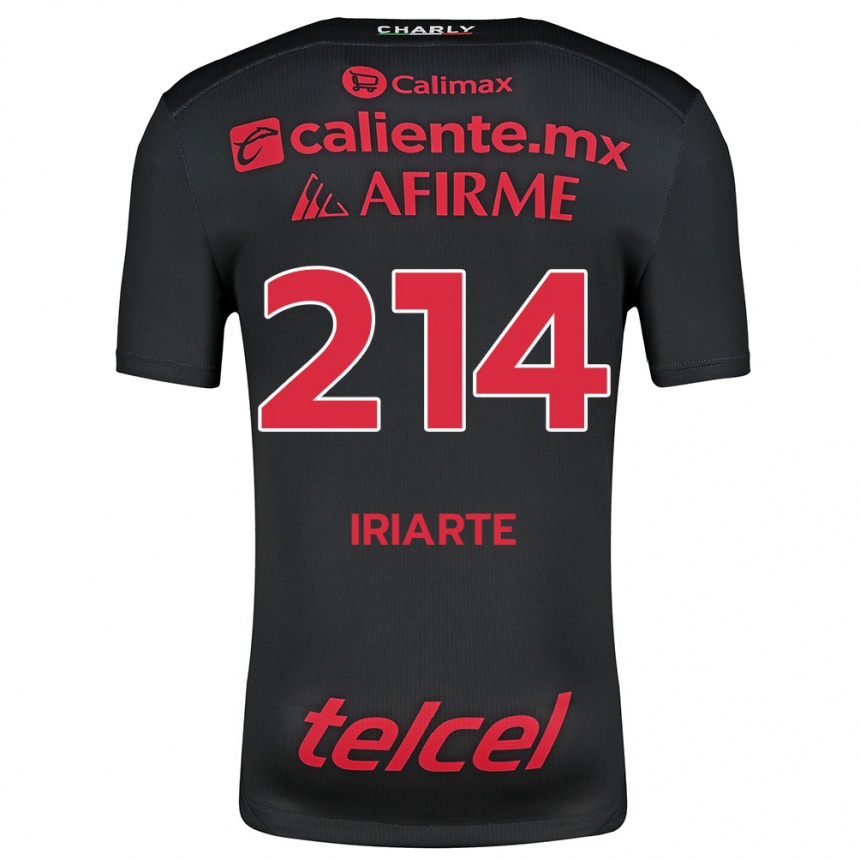 Niño Fútbol Camiseta Oliver Iriarte #214 Negro Rojo 1ª Equipación 2024/25 Argentina