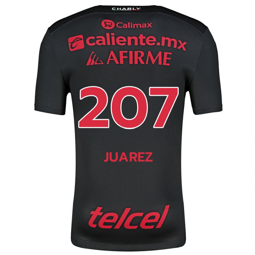 Niño Fútbol Camiseta José Juárez #207 Negro Rojo 1ª Equipación 2024/25 Argentina