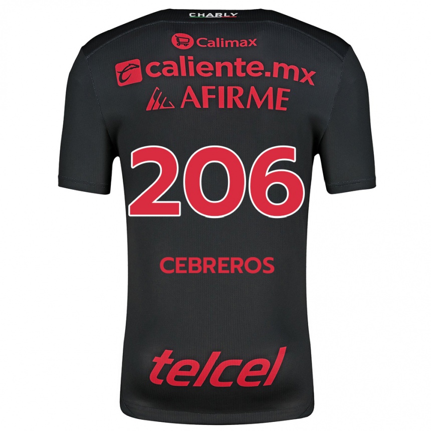 Niño Fútbol Camiseta Luis Cebreros #206 Negro Rojo 1ª Equipación 2024/25 Argentina