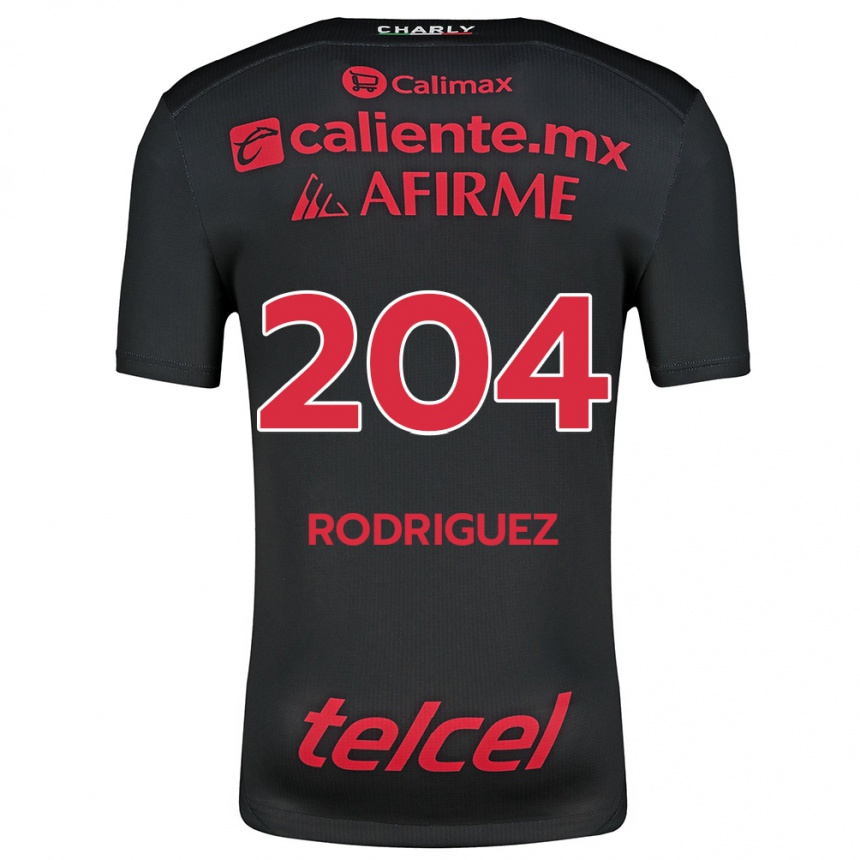 Niño Fútbol Camiseta Jesús Rodríguez #204 Negro Rojo 1ª Equipación 2024/25 Argentina