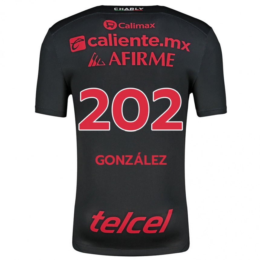 Niño Fútbol Camiseta Joban González #202 Negro Rojo 1ª Equipación 2024/25 Argentina