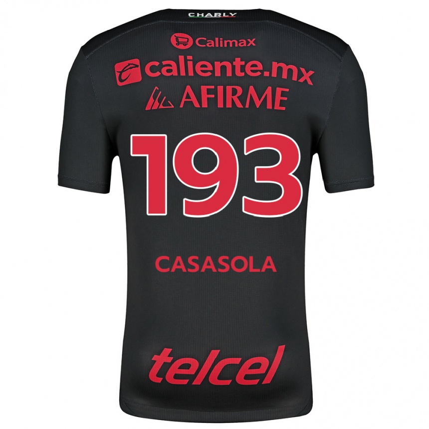 Niño Fútbol Camiseta Axel Casasola #193 Negro Rojo 1ª Equipación 2024/25 Argentina