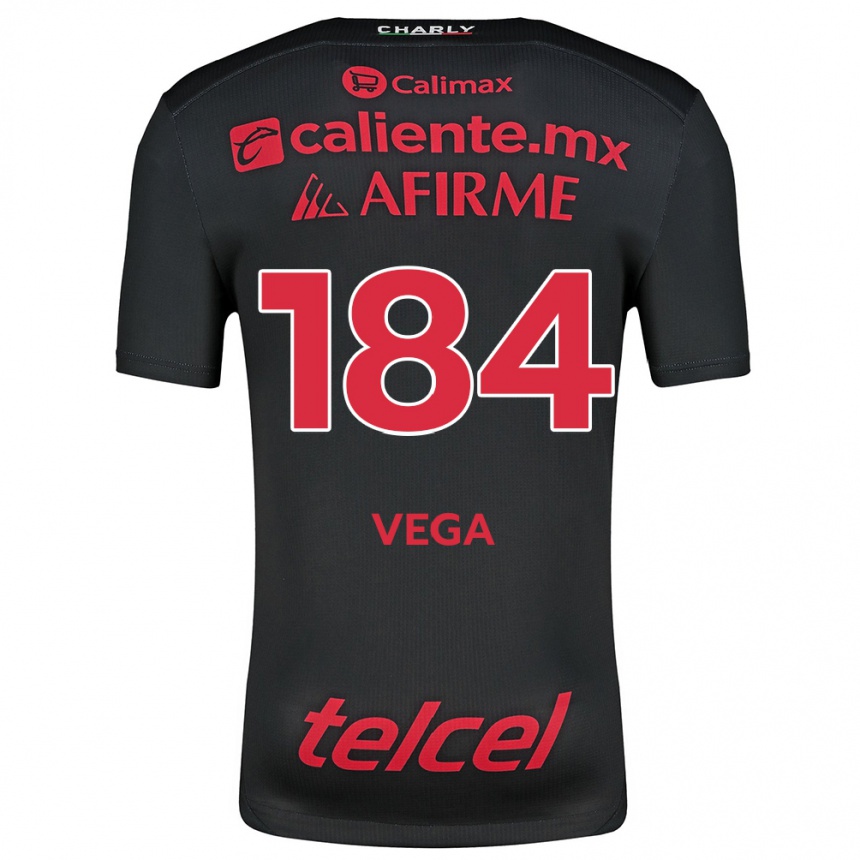 Niño Fútbol Camiseta Daniel Vega #184 Negro Rojo 1ª Equipación 2024/25 Argentina