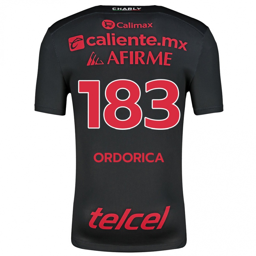 Niño Fútbol Camiseta Brandon Ordorica #183 Negro Rojo 1ª Equipación 2024/25 Argentina