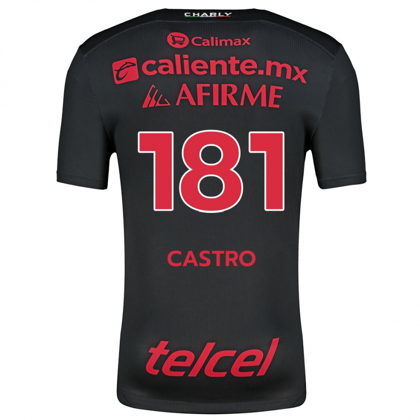 Niño Fútbol Camiseta José Castro #181 Negro Rojo 1ª Equipación 2024/25 Argentina