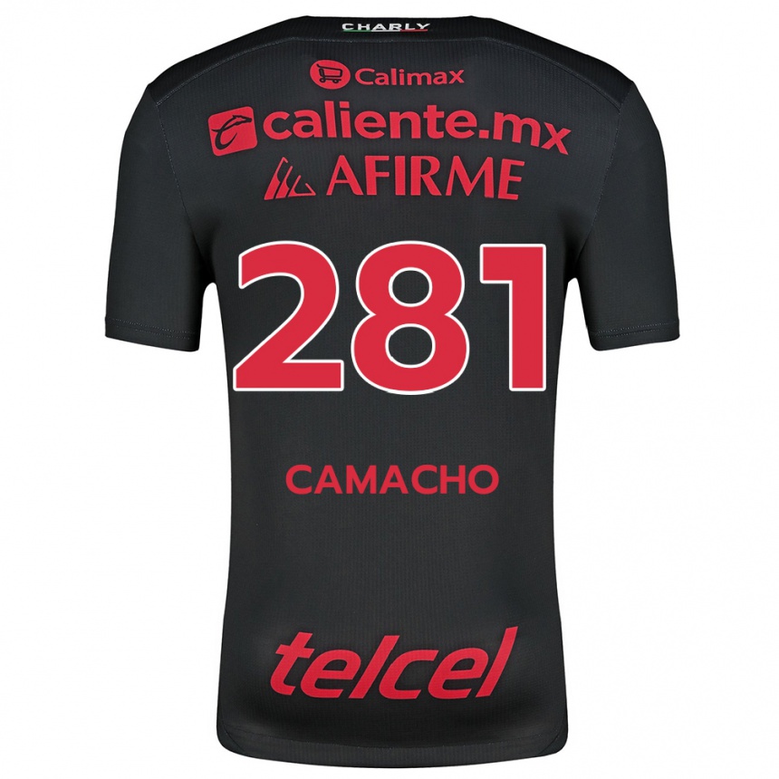 Niño Fútbol Camiseta Javier Camacho #281 Negro Rojo 1ª Equipación 2024/25 Argentina