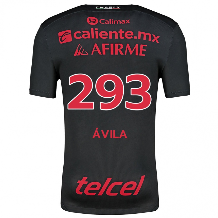 Niño Fútbol Camiseta Daniel Ávila #293 Negro Rojo 1ª Equipación 2024/25 Argentina