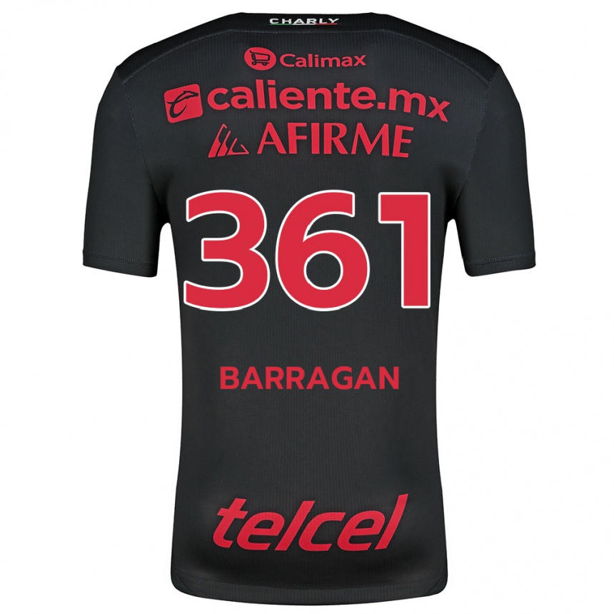 Niño Fútbol Camiseta Jesús Barragán #361 Negro Rojo 1ª Equipación 2024/25 Argentina