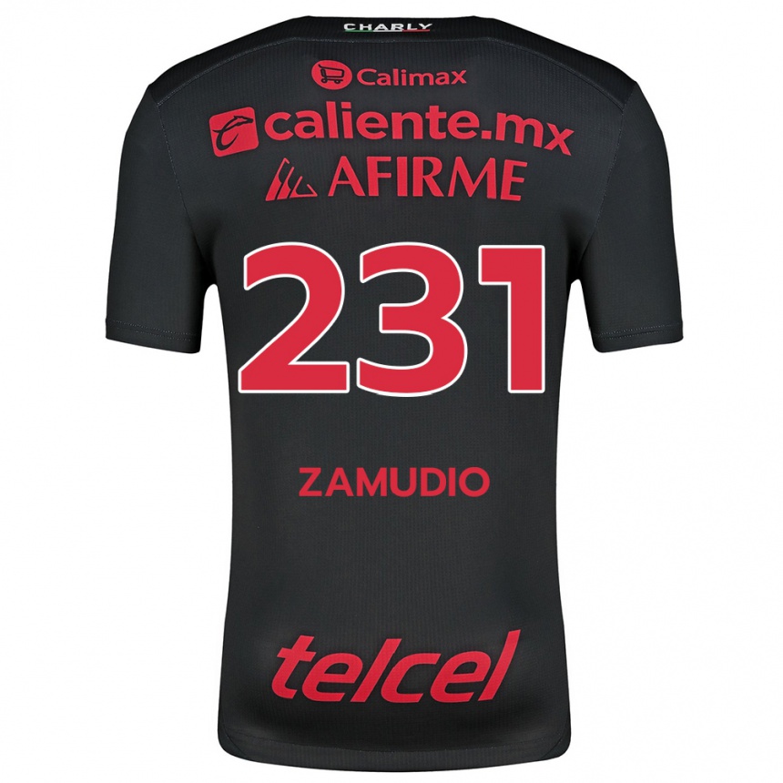 Niño Fútbol Camiseta Irwin Zamudio #231 Negro Rojo 1ª Equipación 2024/25 Argentina